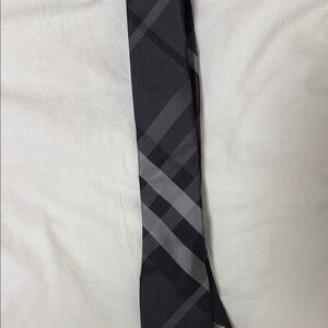 Burberry Black and Gray Plaid Silk Tie